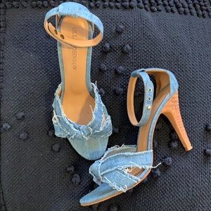 ULLA JOHNSON Denim Daphne Knot Sandal Heels